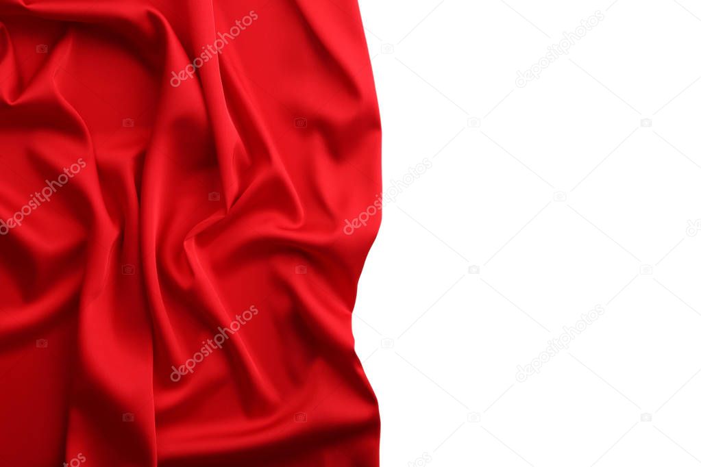 Close view of tumbled red satin fabric