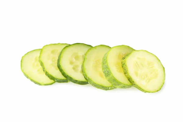 Sliced Cucumbers Isolated White Background — Stock Photo, Image