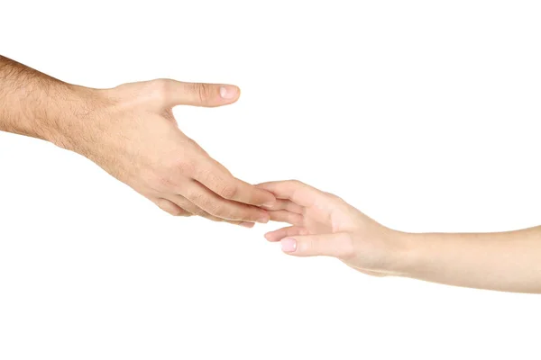 Female Male Hand Holding Each Other White Background — Stock Photo, Image