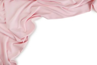 Beyaz arka plan üzerinde pembe saten kumaş