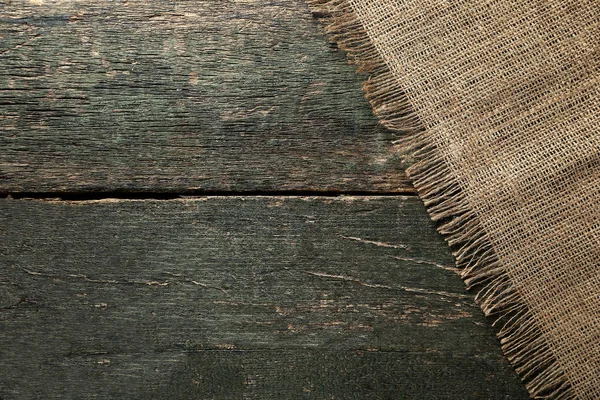 Sackcloth Texture Grey Wooden Table — Stock Photo, Image