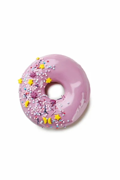 Smakelijke Donut Met Hagelslag Geïsoleerd Een Witte — Stockfoto