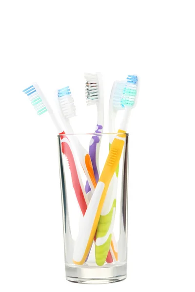 Toothbrushes Glass Isolated White Background — Stock Photo, Image