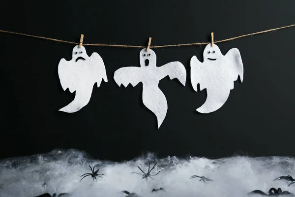 Halloween Ghosts Hanging Black Background — Stock Photo, Image