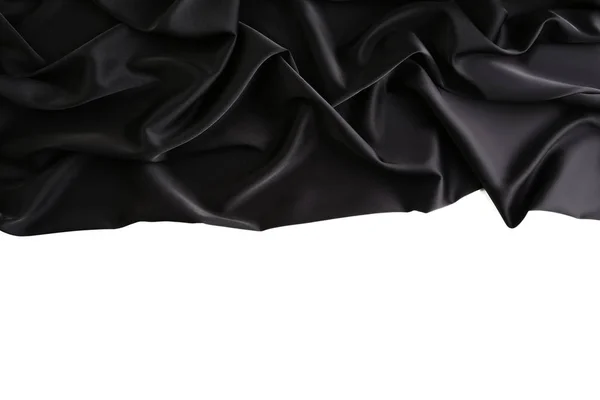 Tissu Satiné Noir Sur Fond Blanc — Photo