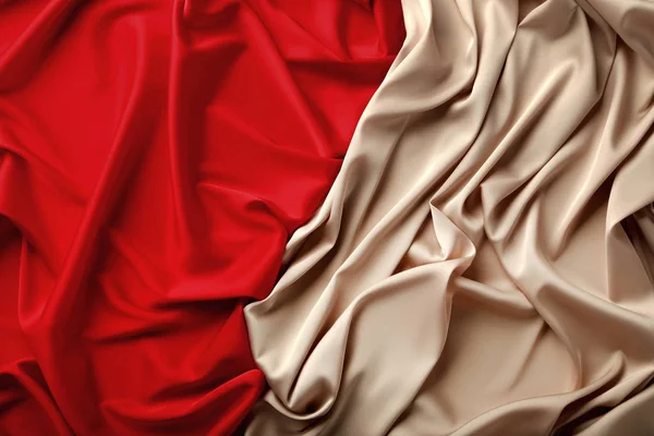 Background Red Beige Satin Fabric — Stock Photo, Image