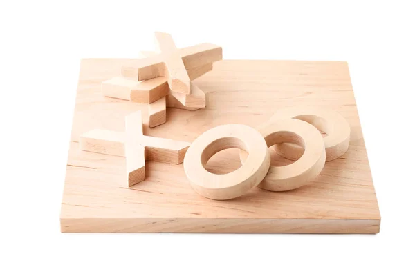 Wooden Tic Tac Toe Game Isolated White — Stock Photo, Image