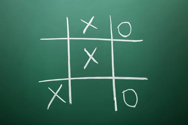 Tic Tac Toe Гра Намальована Крейдою Зеленій Шкільній Дошці — стокове фото