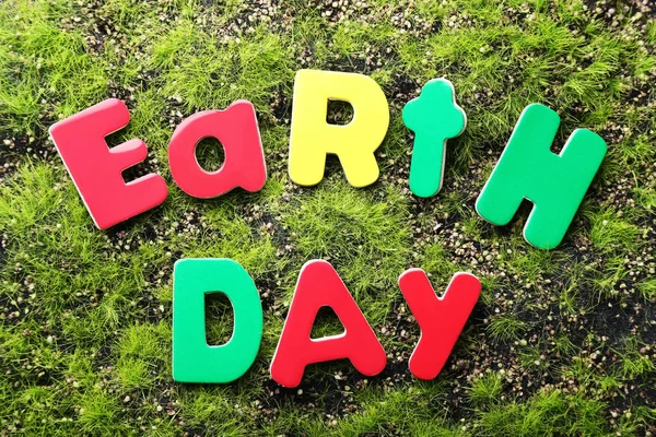 Inscription Earth Day Colored Letters — Stock Photo, Image