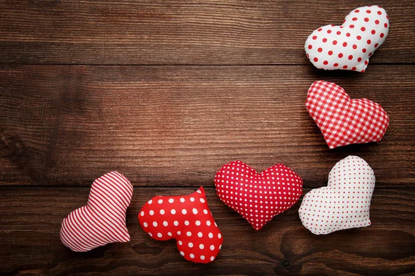 Love Hearts Brown Wooden Table — Stock Photo, Image