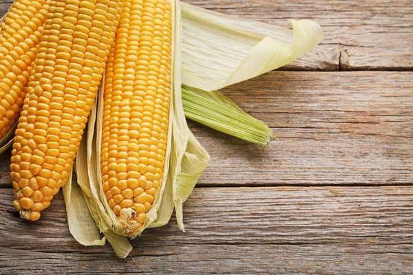 Sweet Corns Grey Wooden Table — Stock Photo, Image