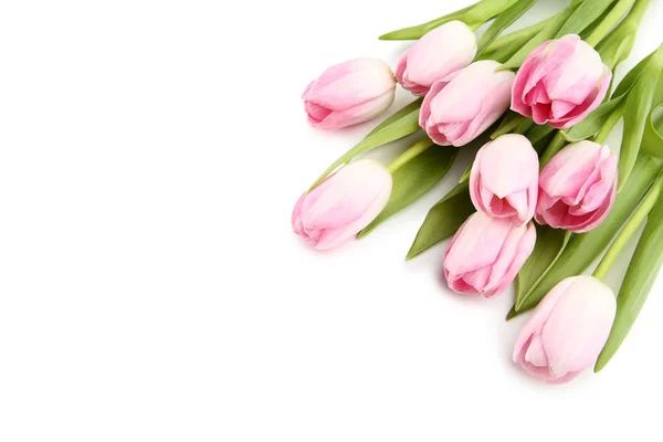 Bouquet Pink Tulips White Background — Stock Photo, Image