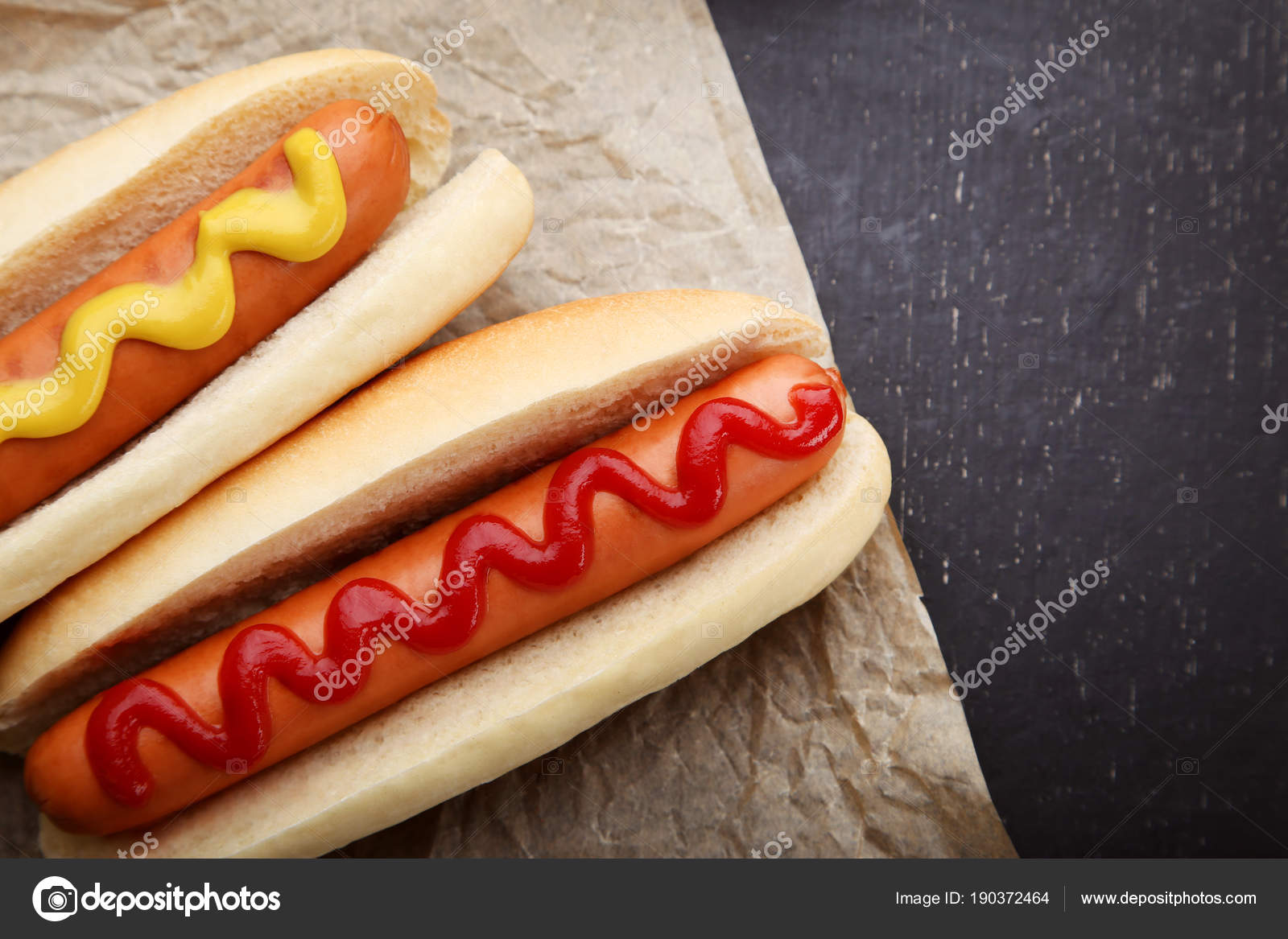 Hot Dogs Ketchup Mustard Wooden Table — Stock Photo © 5seconds 190372464