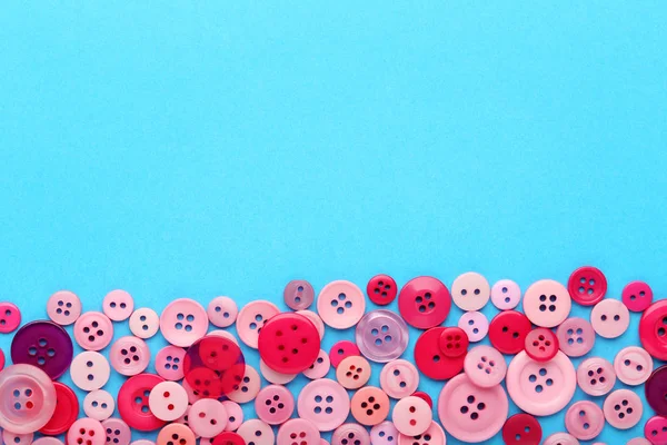 Roze Naaien Knoppen Blauwe Achtergrond — Stockfoto