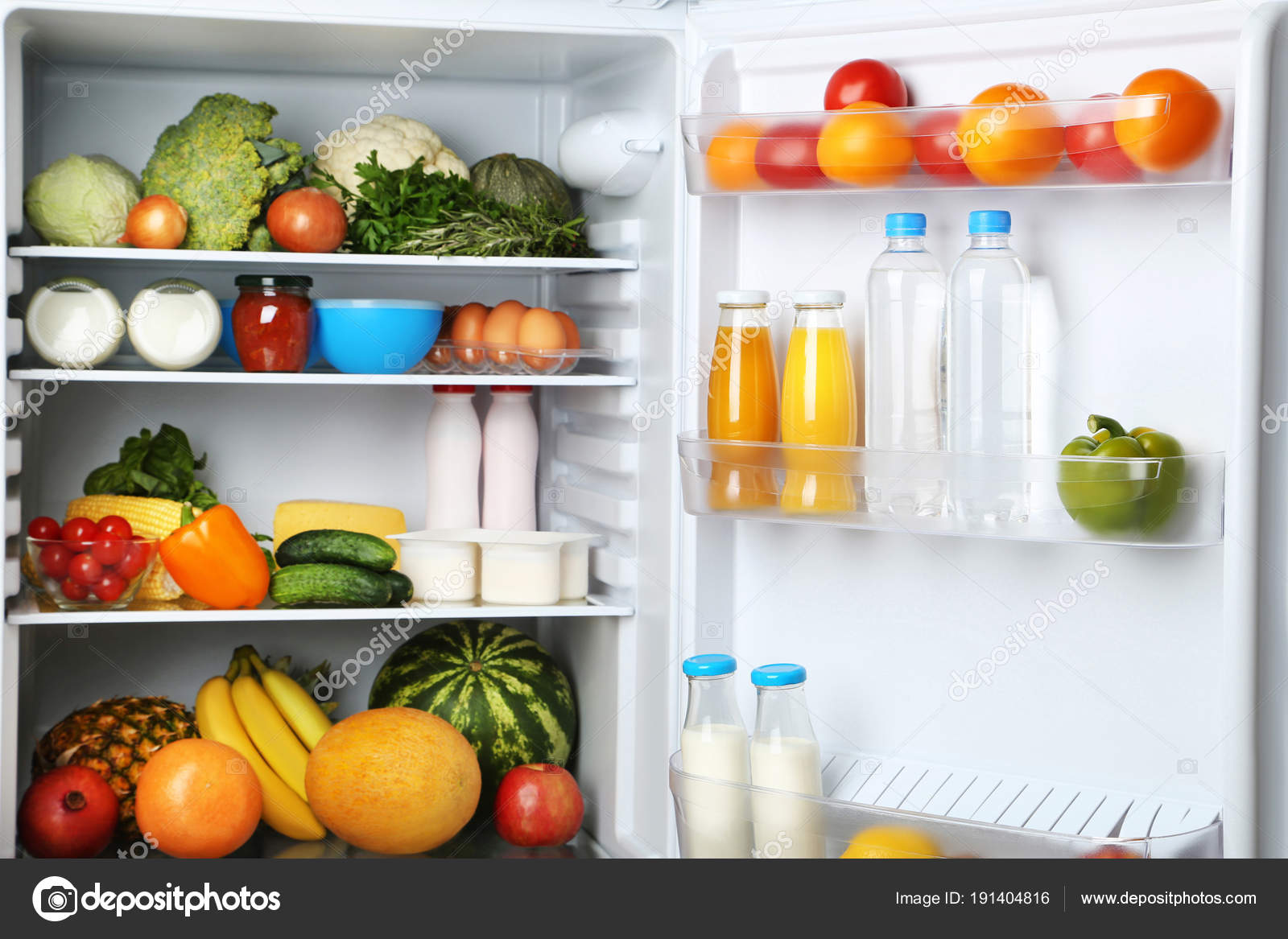 Open Fridge Full Vegetables Fruits — Stock Photo © 5seconds 191404816