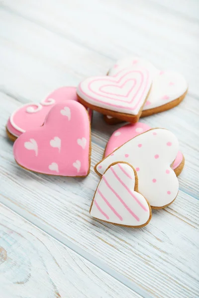 Valentine Σπιτικό Cookies Στον Ξύλινο Τραπέζι — Φωτογραφία Αρχείου