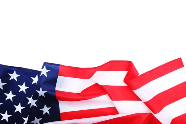 Americká Vlajka Bílém Pozadí — Stock fotografie