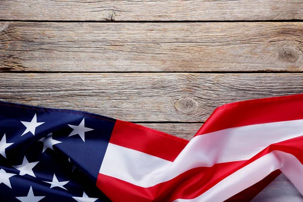 Bandera Americana Sobre Mesa Madera Gris — Foto de Stock