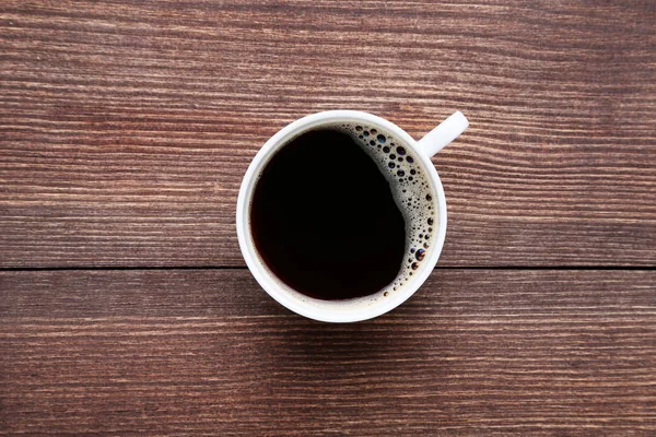 Taza Café Sobre Mesa Madera Marrón — Foto de Stock