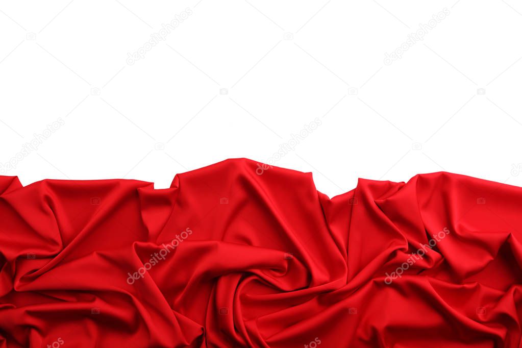 Red satin cloth on white background