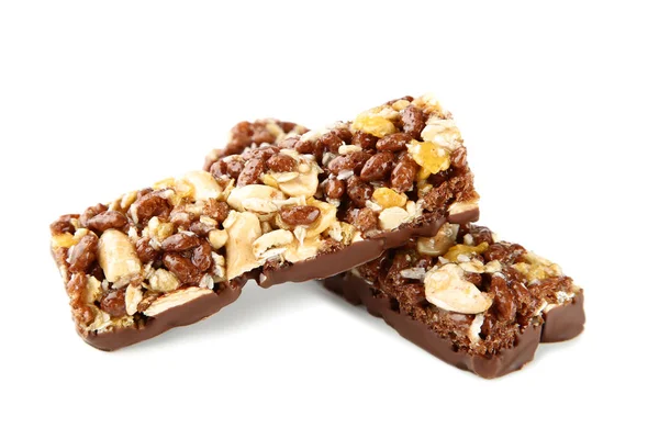 Beyaz arka plan üzerinde izole granola barlar