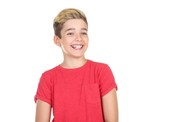 Young smiling boy on white background — Stock Photo, Image