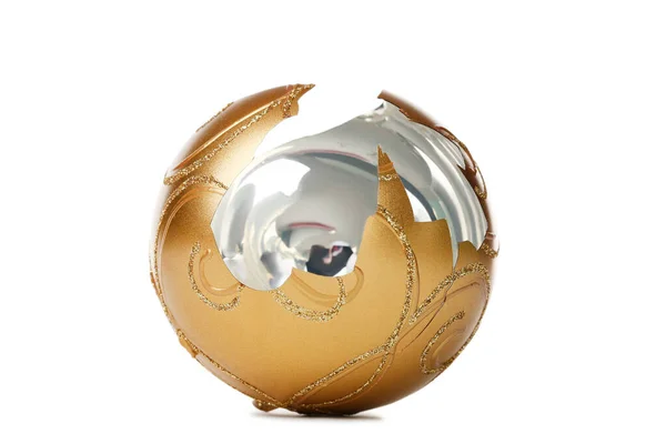 Broken christmas ball on white background — Stock Photo, Image