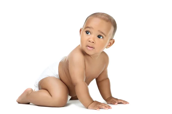 American Baby Girl Isolated White Background — Stock Photo, Image