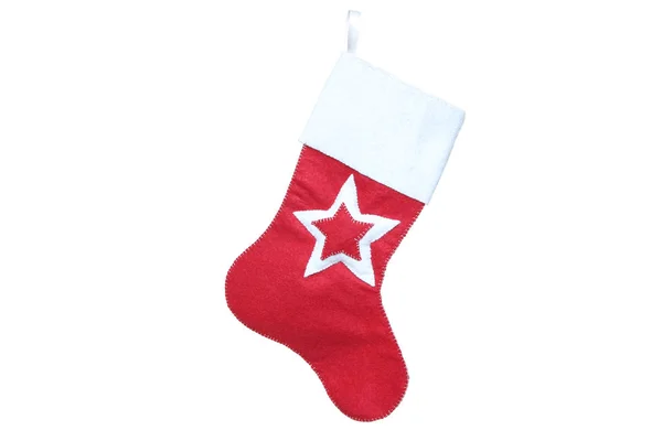 Beyaz Arka Plan Üzerinde Izole Kırmızı Noel Çorap — Stok fotoğraf