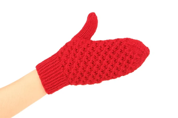 Hand Knitted Mitten White Background — Stock Photo, Image