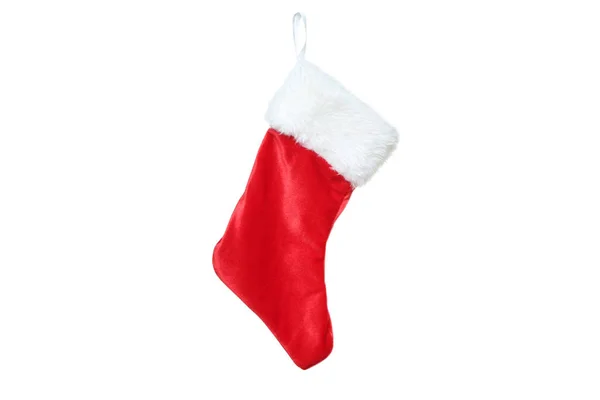 Calze Rosse Natale Isolate Sfondo Bianco — Foto Stock