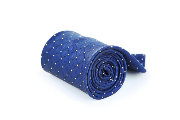 蓝色领带系在白色背景上 — 图库照片