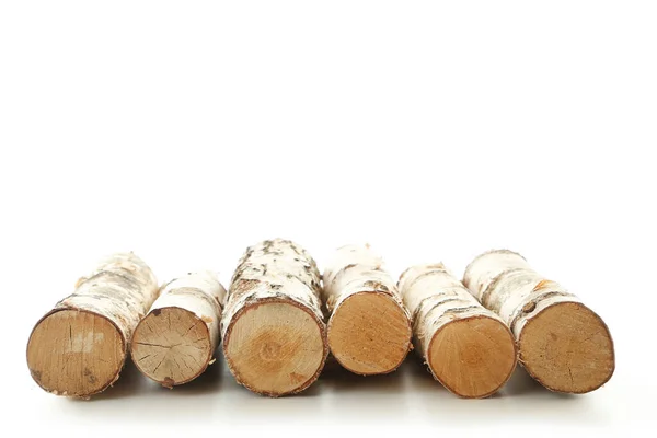 Pile Suchego Drewna Opałowego Izolowane Białym Tle — Zdjęcie stockowe