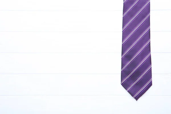 Striped Necktie White Wooden Table — Stock Photo, Image