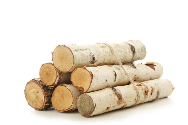 Pile Dry Firewood Isolated White Background — Stock Photo, Image