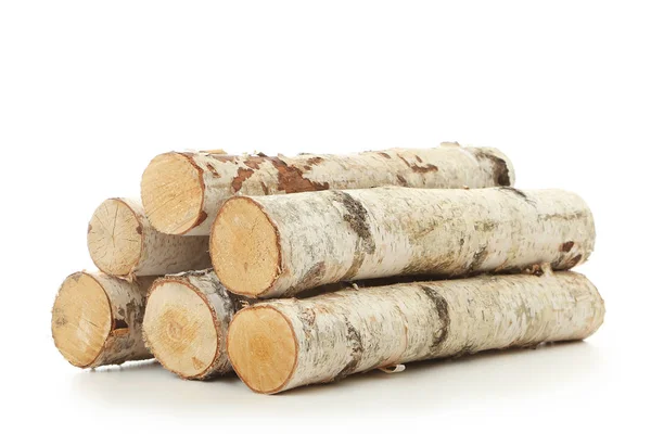 Pile Dry Firewood Isolated White Background — Stock Photo, Image