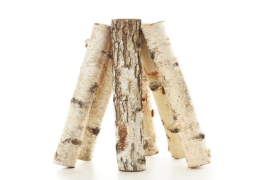 Beyaz arkaplanda izole edilmiş kuru odun yığını