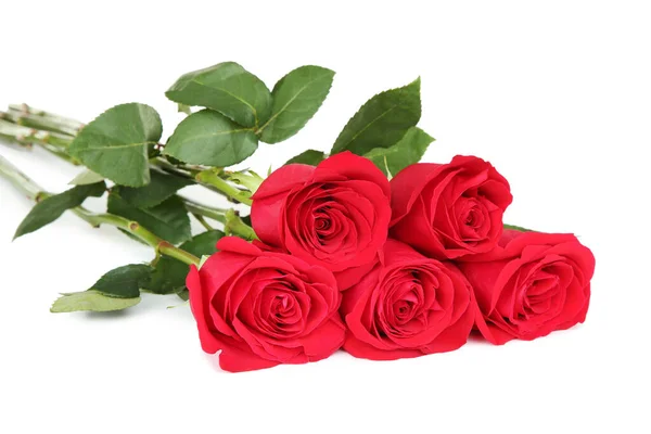 Bouquet Roses Rouges Isolé Sur Fond Blanc — Photo