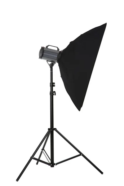 Iluminación Estudio Con Softbox Aislado Sobre Fondo Blanco — Foto de Stock