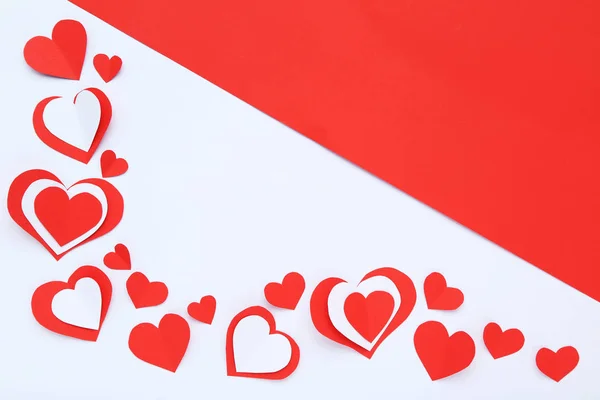 Paper Hearts White Red Background — Stock Photo, Image