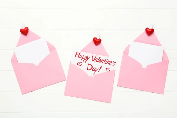 Buste Carta Rosa Con Cuori Rossi Testo Buon San Valentino — Foto Stock