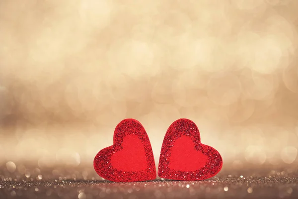 Valentine red hearts on blurred background — 스톡 사진