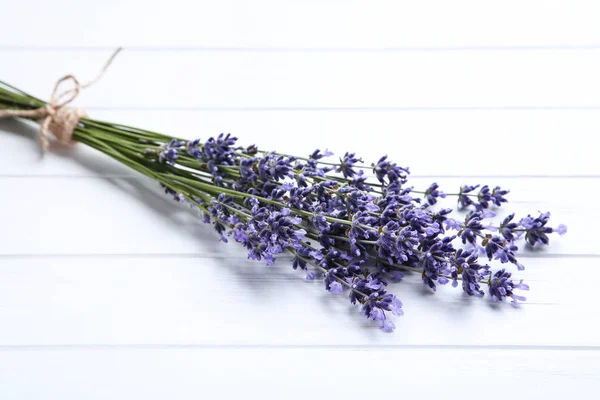 Lavender Flowers White Wooden Table — Stock Photo, Image