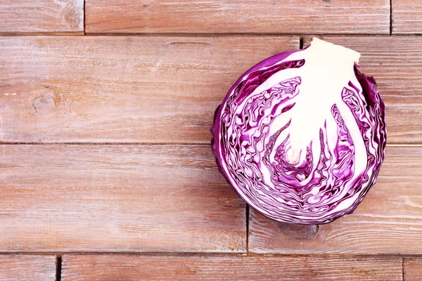 Fresh Red Cabbage Brown Wooden Table — Stock Photo, Image