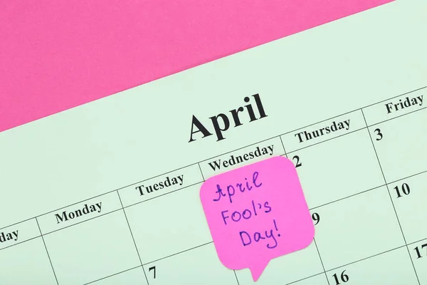 Tekst April Dzień Głupca Papierowym Kalendarzu — Zdjęcie stockowe