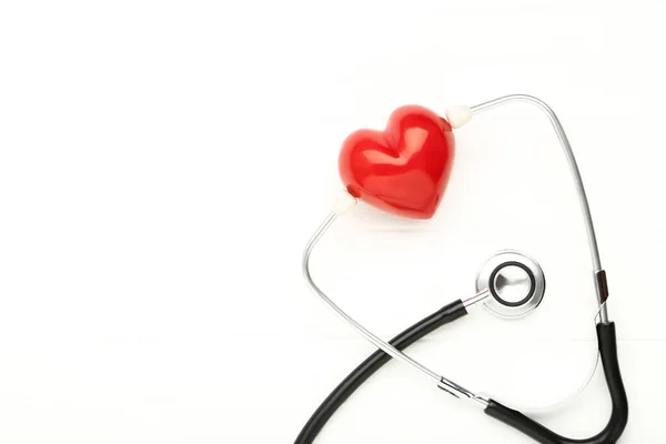 Stethoscope Red Heart White Background — Stock Photo, Image