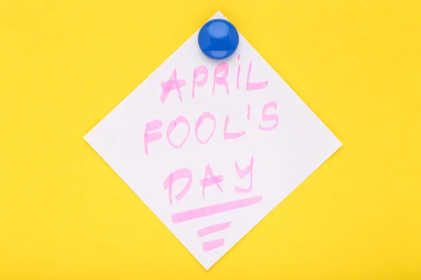 Text April Fool Day Yellow Background — Stock Photo, Image