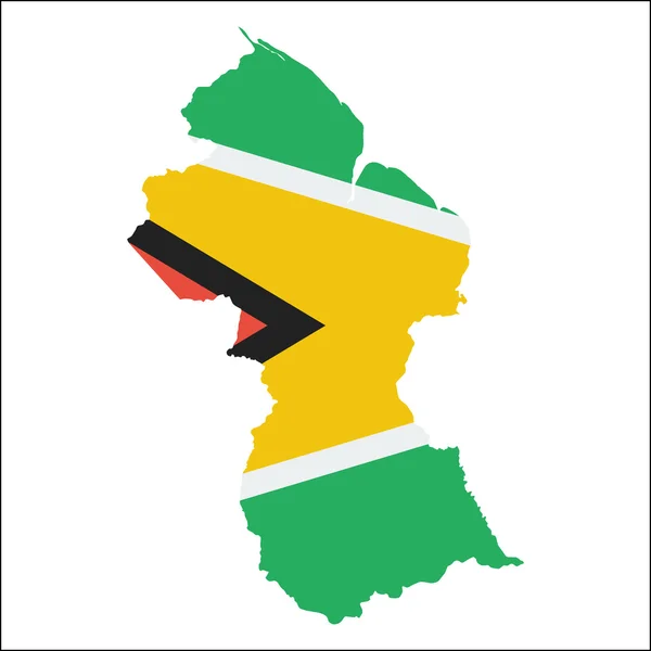 Mappa ad alta risoluzione della Guyana con bandiera nazionale . — Vettoriale Stock