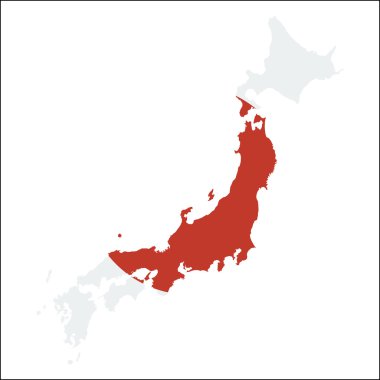Ulusal bayraklı Japonya yüksek çözünürlüklü harita.