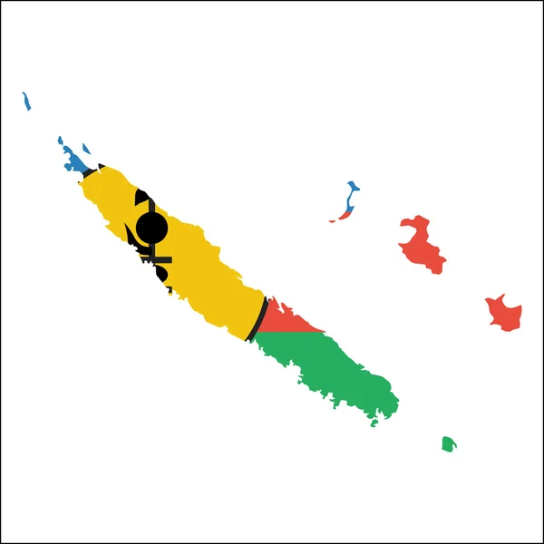 New Caledonia high resolution map with national flag. — Stock Vector